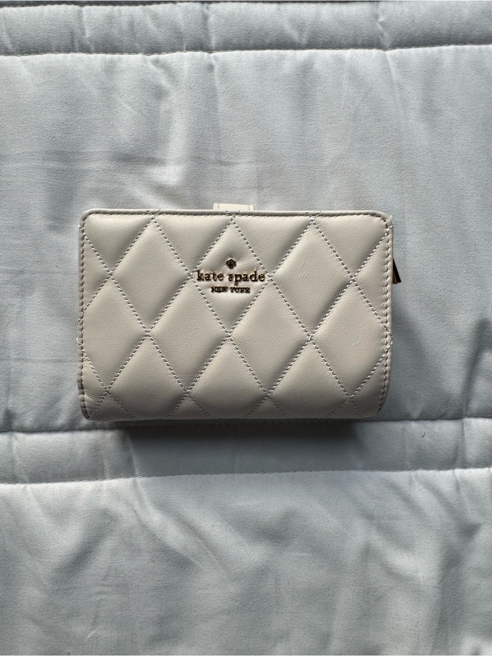 kate spade Cream Quilted Zip-Around Leather Wallet
